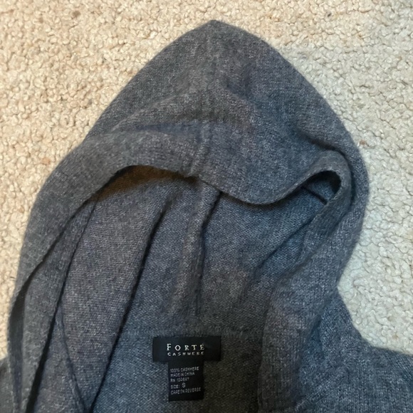Forte Women's Gray Cashmere Hooded Cardigan Sweater Size S - Picture 4 of 8